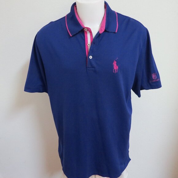 Polo by Ralph Lauren Blue and Pink Men's Polo Shirt - Picture 1 of 9